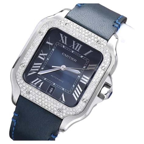 cartier santos analog watch|cartier santos diamond bezels.